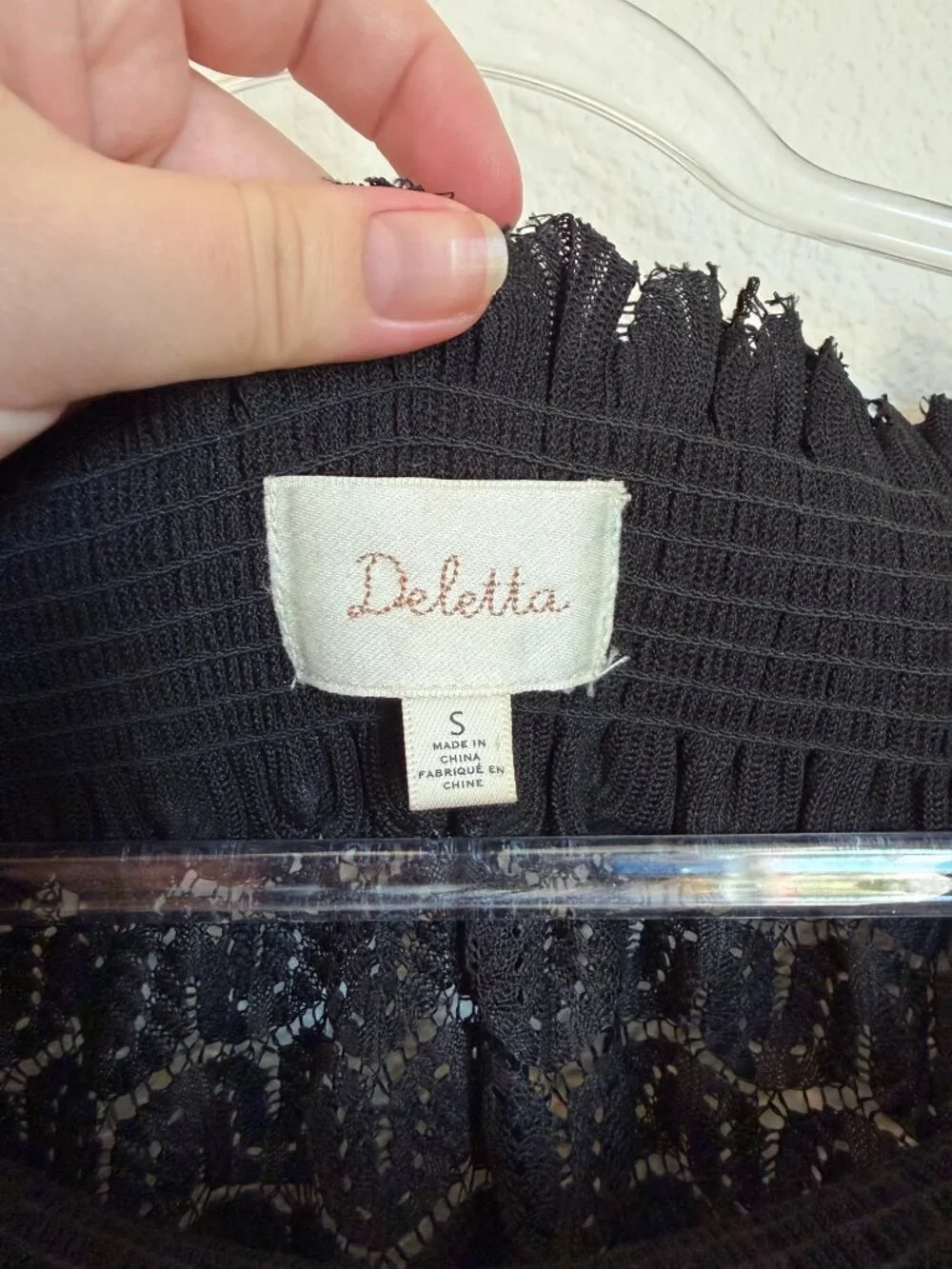 Anthropologie Deletta Riley Black Lace Off the Shoulder Top
